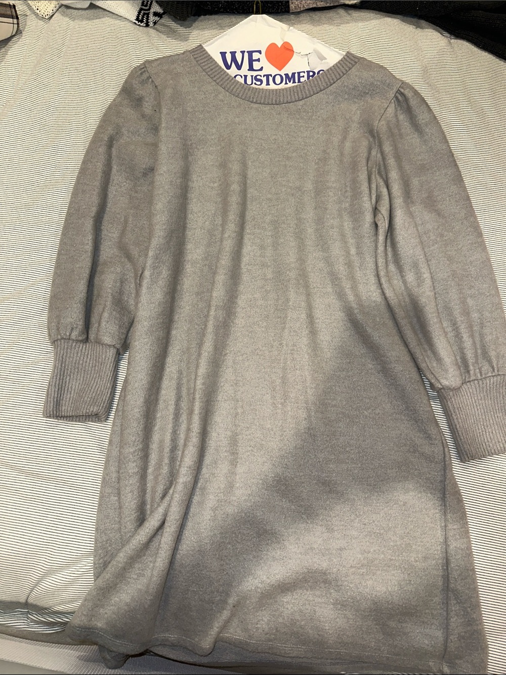 Cherish Gray Long Sleeve Sweater Dress